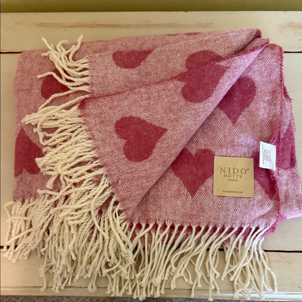 Italian Pink Heart Throw Blanket